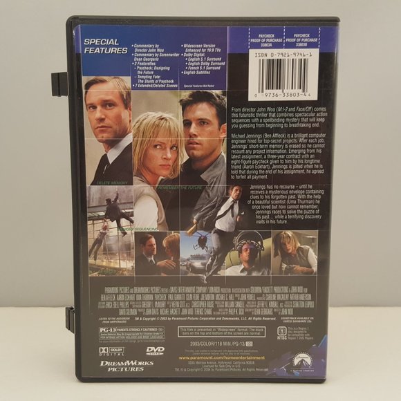 PAYCHECK Special Collectors Edition DVD Widescreen 2004 USED - Picture 2 of 9